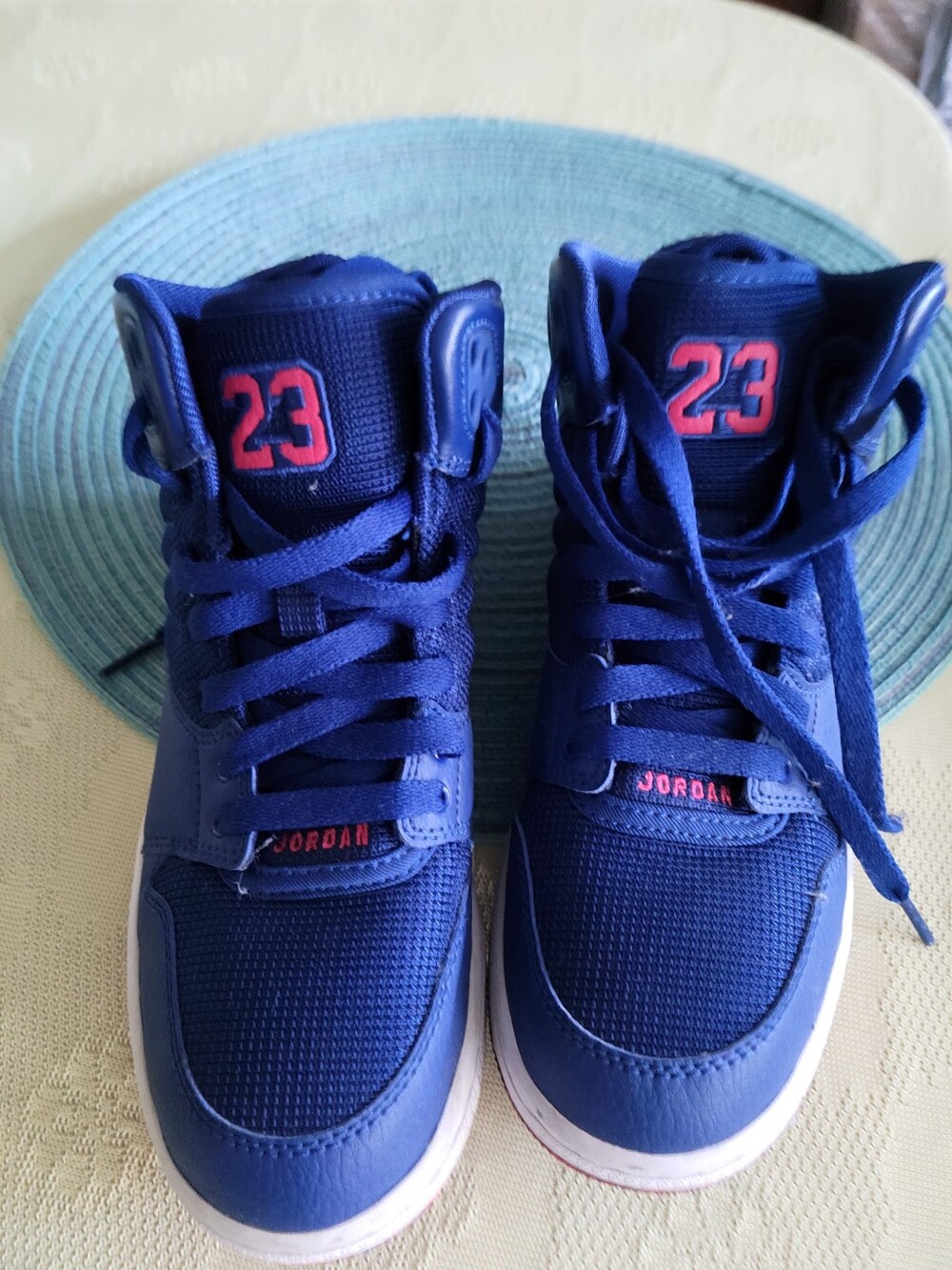 Jordan Kids' High-Top Sneakers in Royal Blue with Red Accents